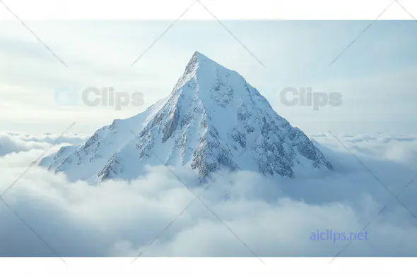 Snow-Covered Mountain Peak Above Clouds
