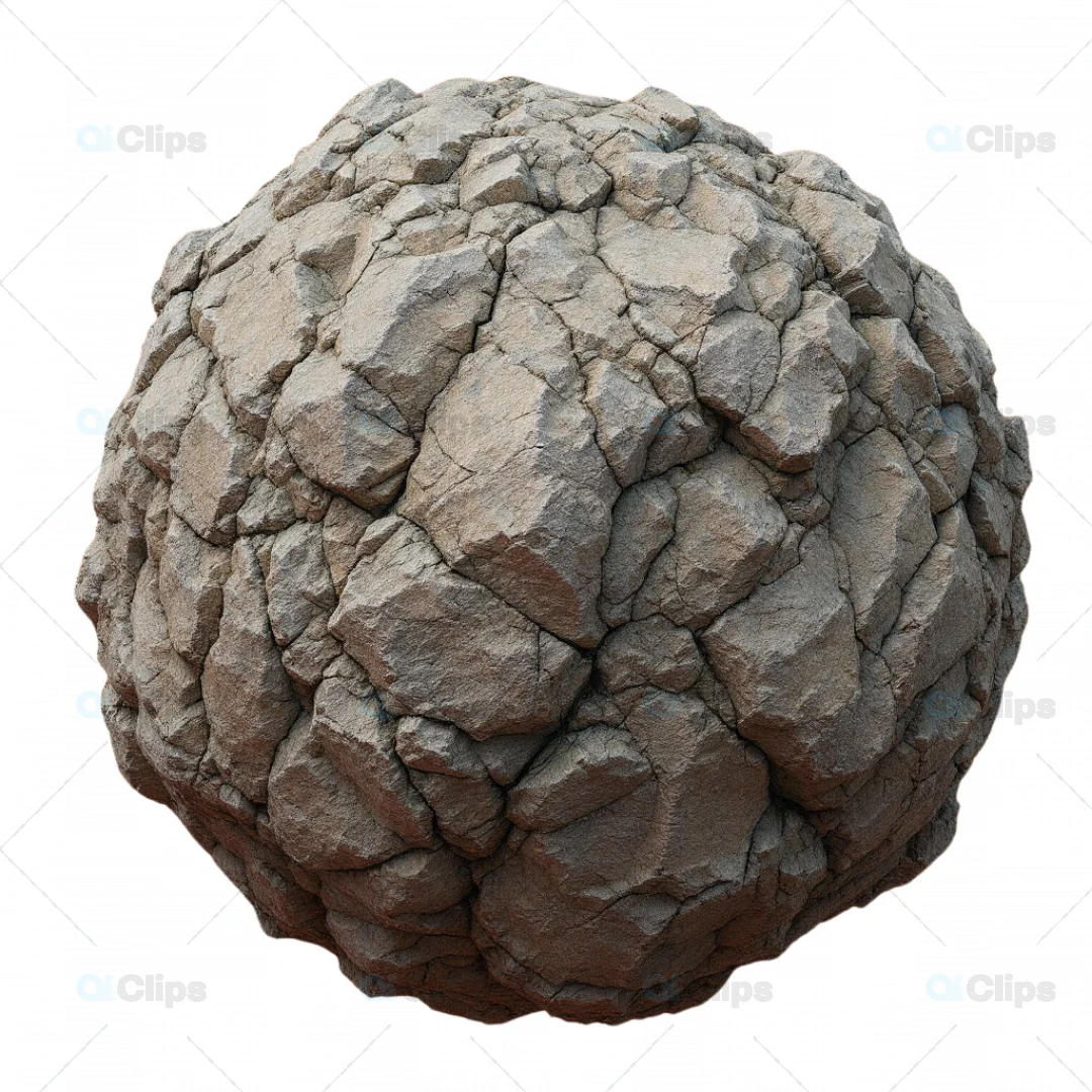 3D Realistic Cracked Rock Texture Sphere