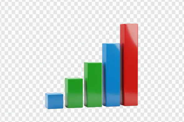 Colorful 3D Bar Graph Growth Chart PNG