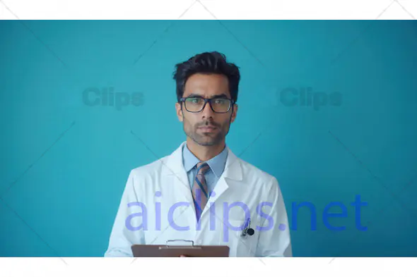 Professional Male Doctor with Clipboard