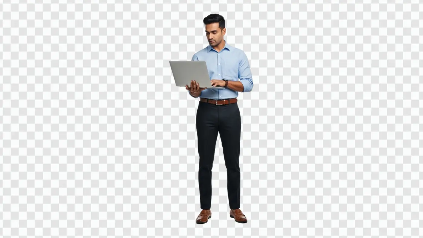 Indian Corporate Professional Working on Laptop PNG Clipart
