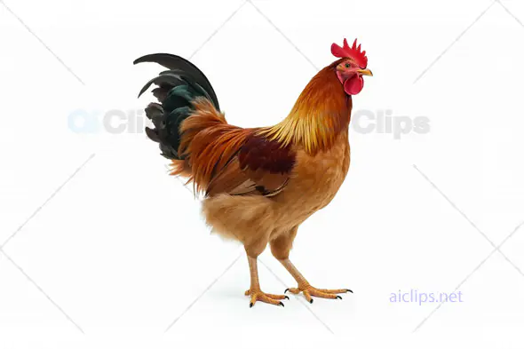 Colorful Rooster on White Background