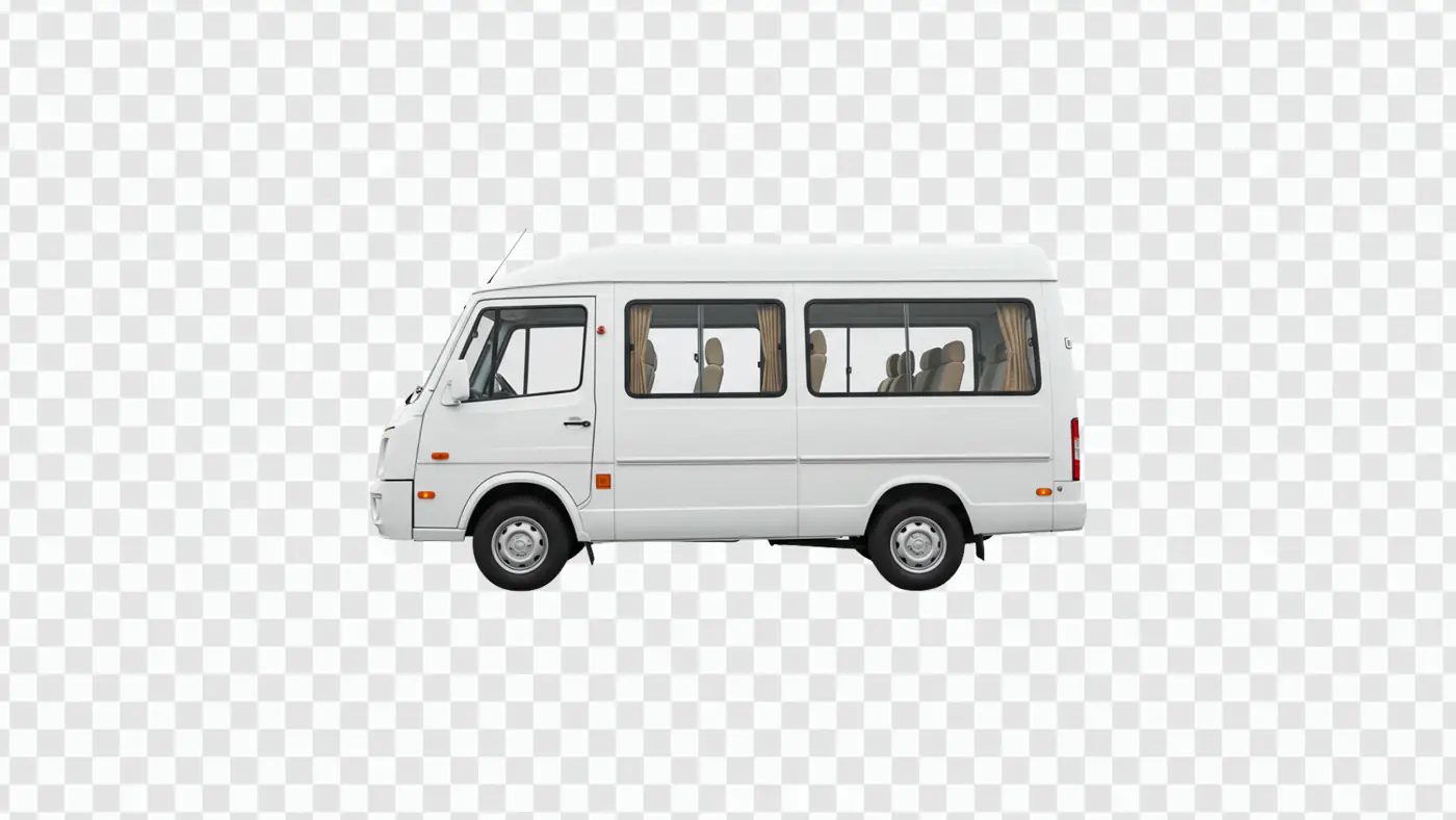 White Passenger Van Side View PNG Clipart