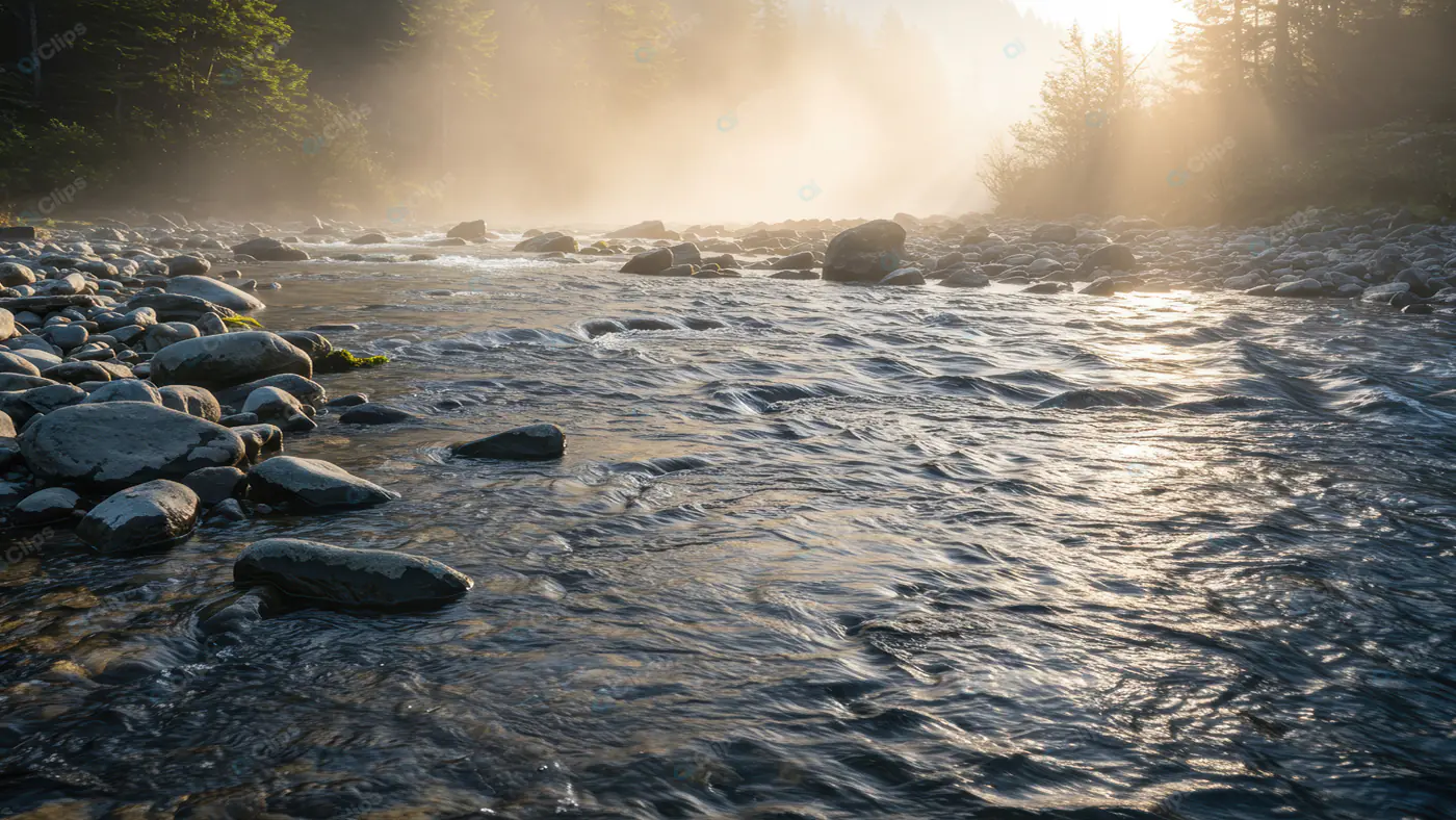 Misty River Sunrise
