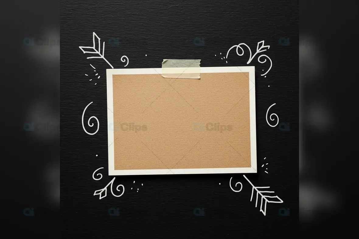 Rustic Brown Card Mockup with Chalkboard and Doodles