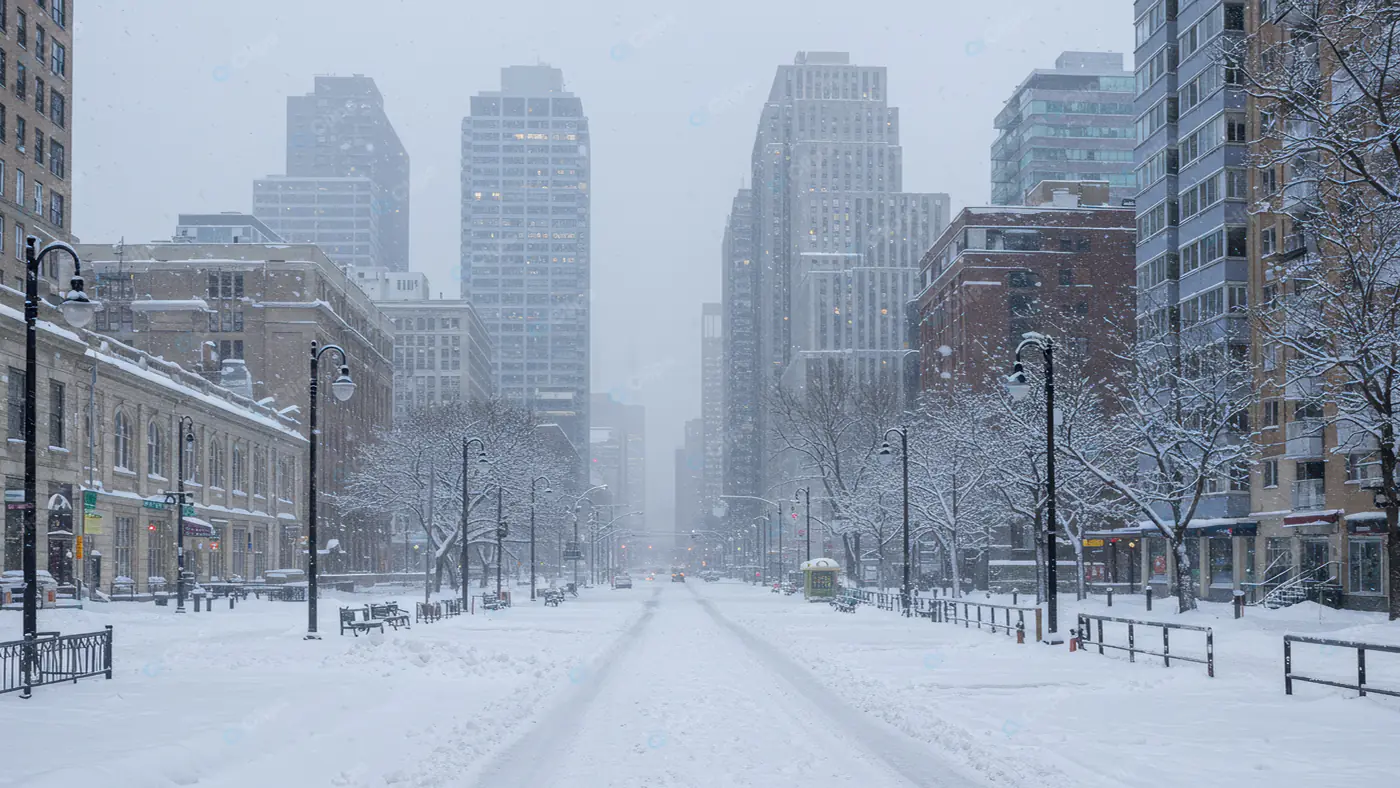 Snowy Urban Avenue