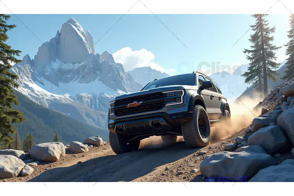 Off-Road SUV on Rugged Mountain Trail