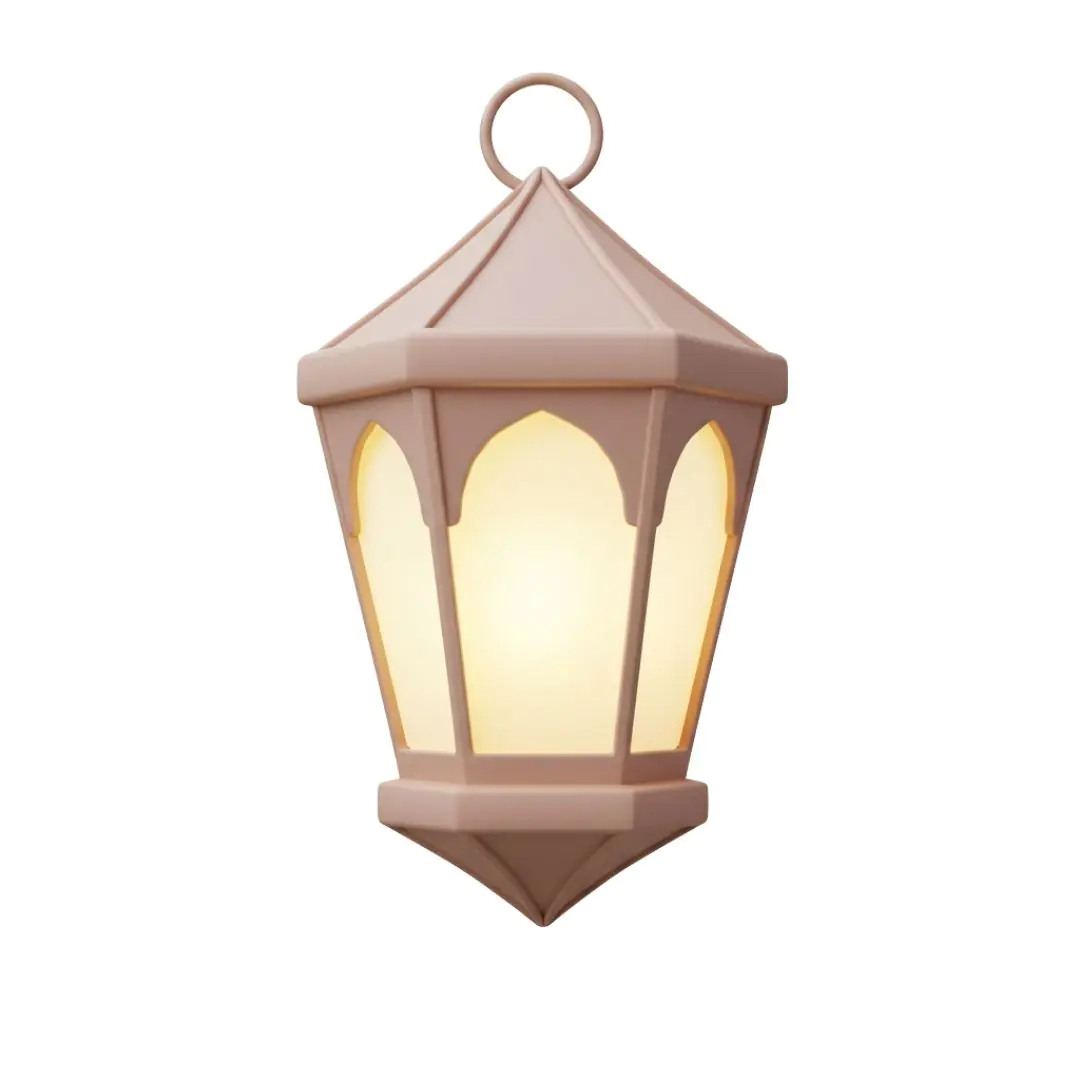 Illuminated hanging lantern with arched windows design