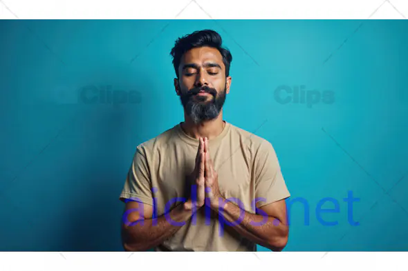 Meditative Man in Prayer Pose
