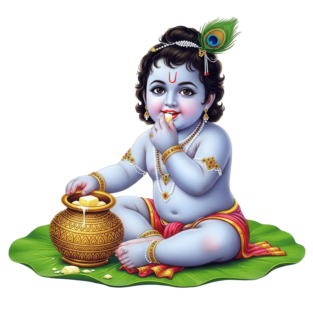 Adorable Baby Krishna Eating Butter PNG Clipart