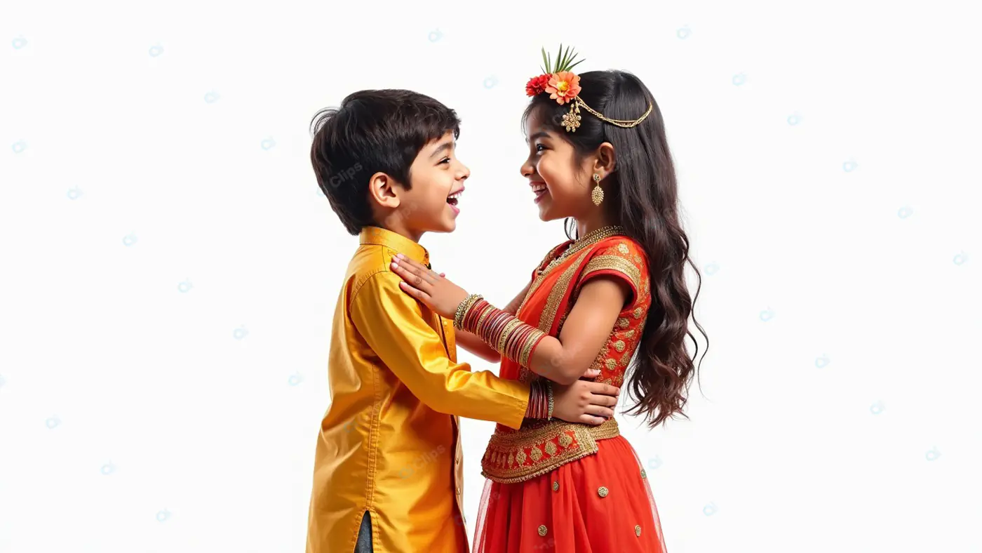Joyful Indian Children in Traditional Attire