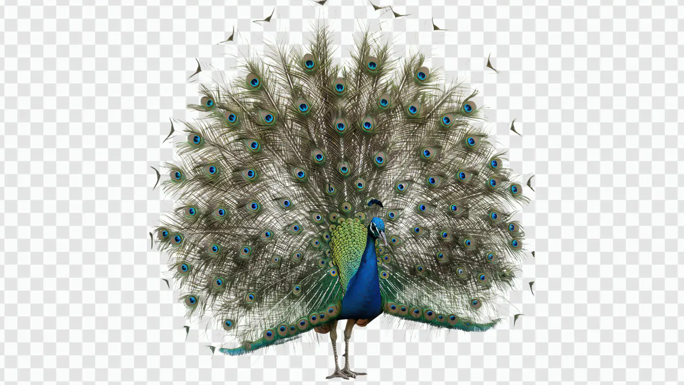 Majestic Peacock Displaying Feathers PNG Clipart