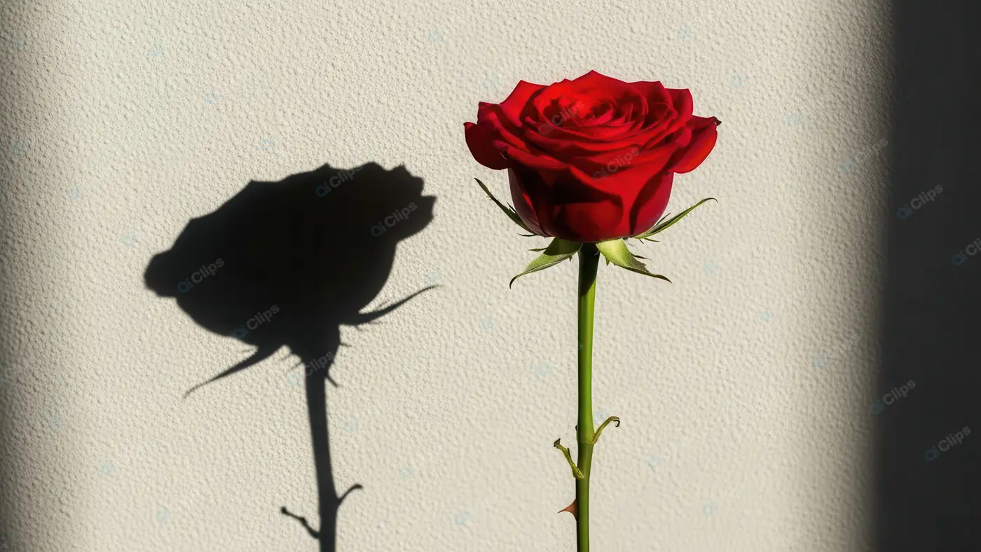 Vivid Red Rose Casting a Dramatic Silhouette