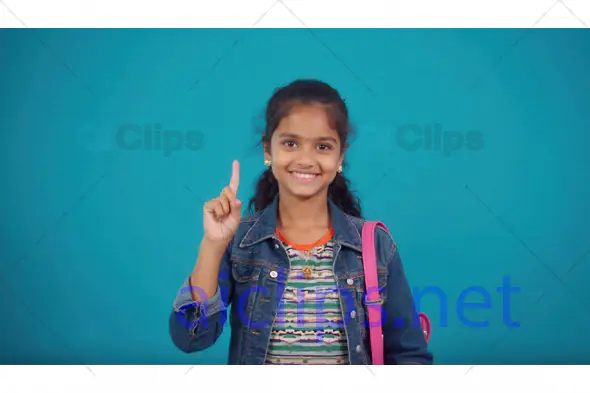 Smiling School Girl Pointing Up