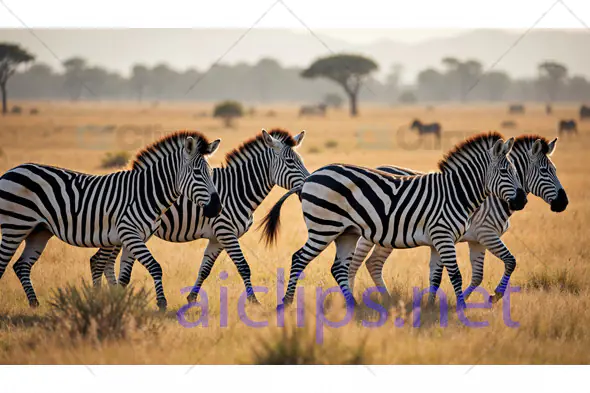 Zebra Herd in African Grasslands