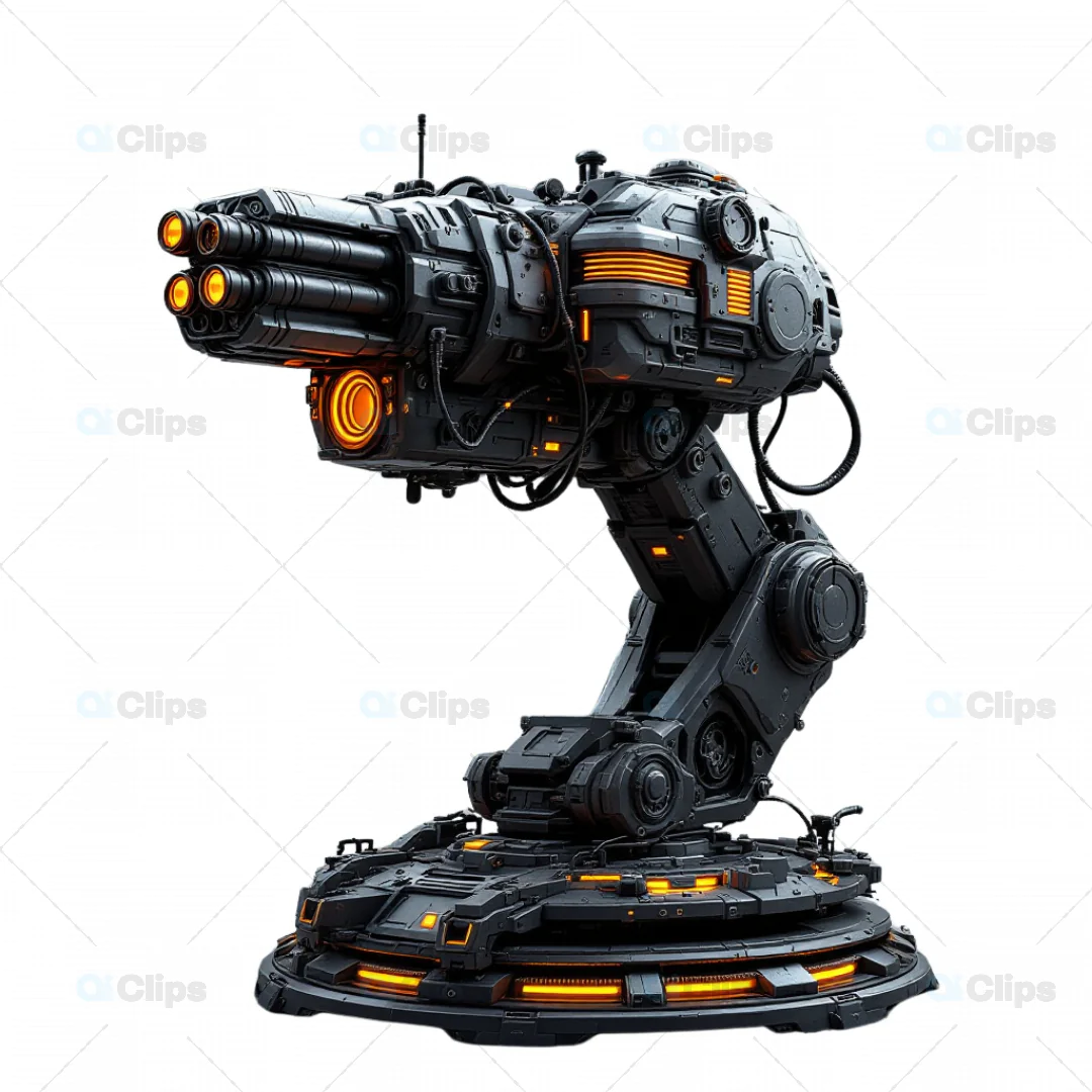 3D Futuristic Heavy-Duty Turret Gun