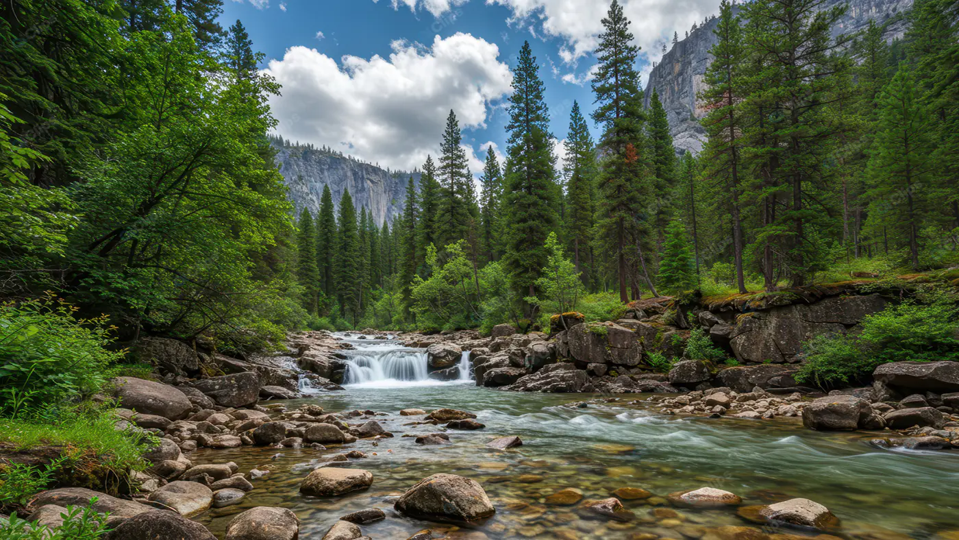 Pristine Mountain Stream Cascade