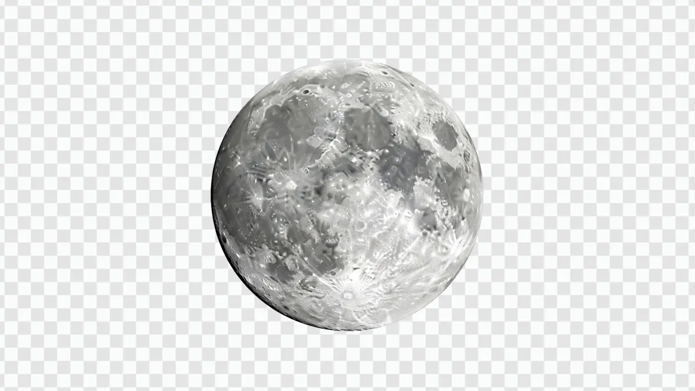 Realistic Grey Full Moon with Craters Clipart PNG