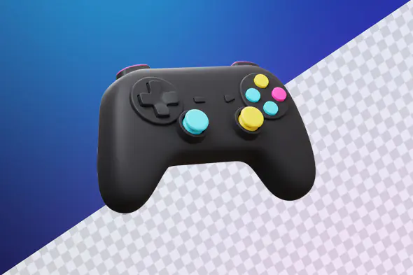 Black game controller with colorful buttons design