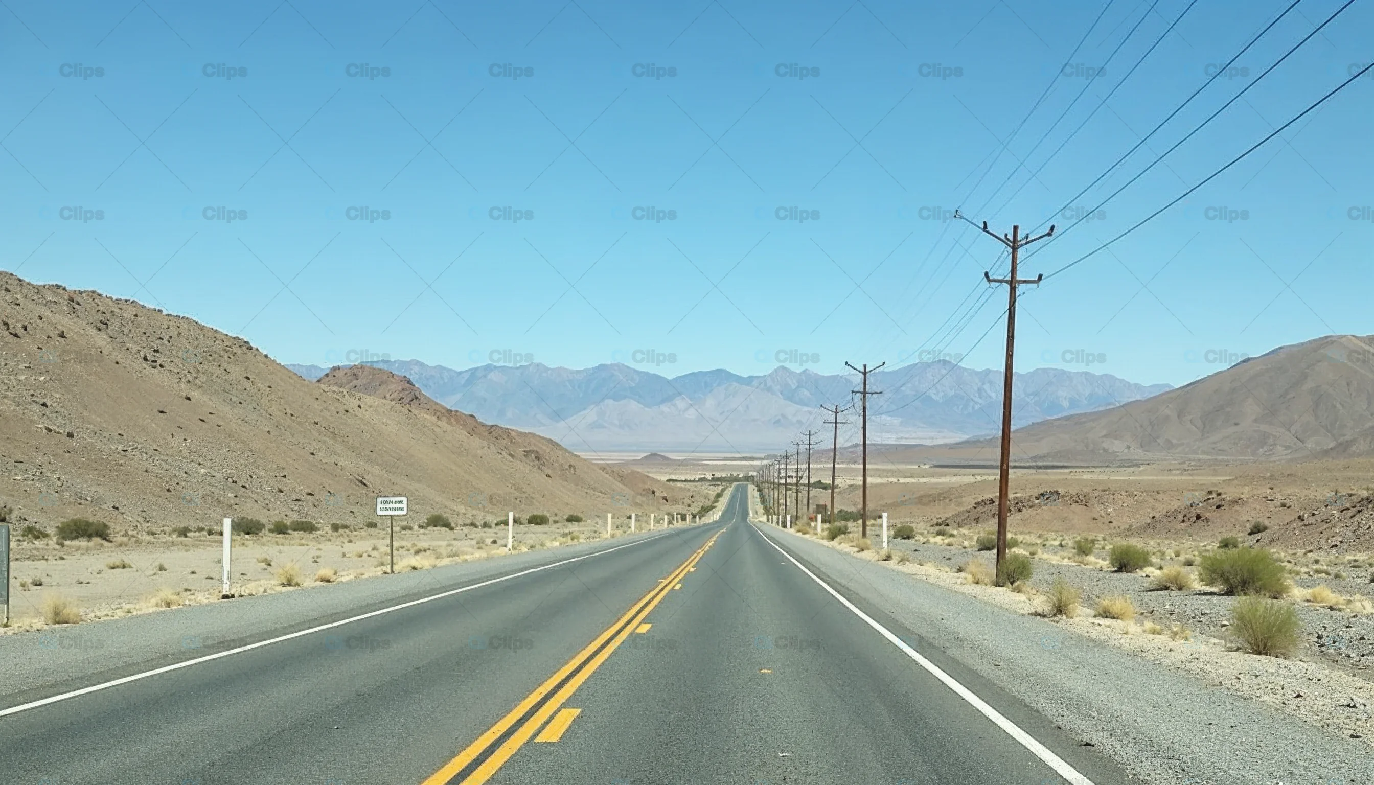 Desert Highway with Mountain View