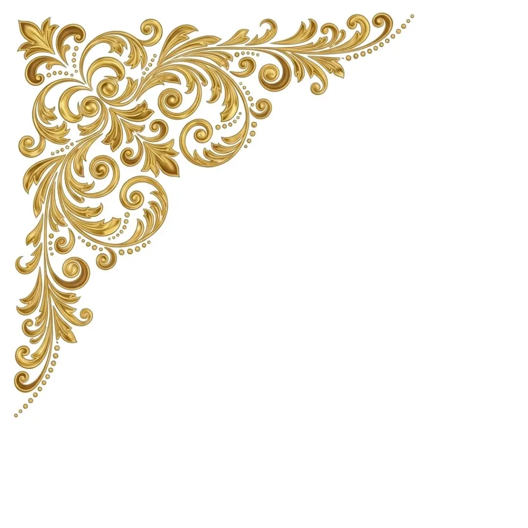 Elegant Golden Baroque Corner Flourish Design PNG Clipart