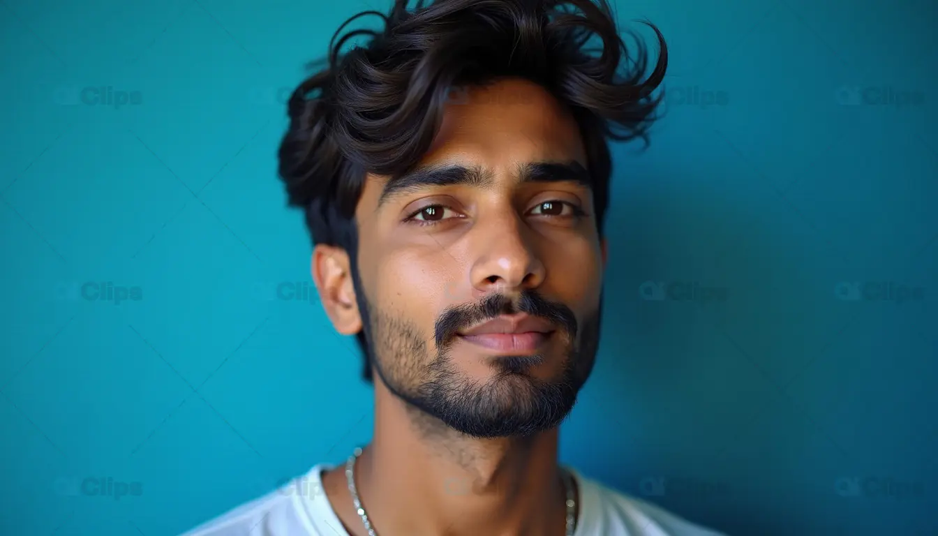 Young Man with Tousled Hair Portrait