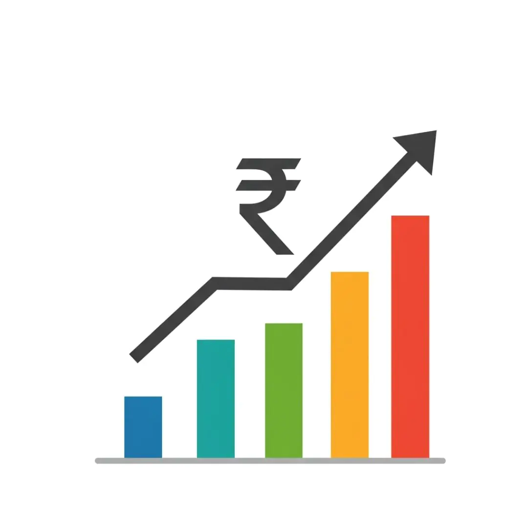 Indian Rupee Growth Chart Financial Trend PNG
