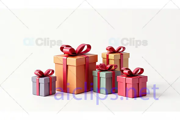 Assorted Gift Boxes with Red Ribbons