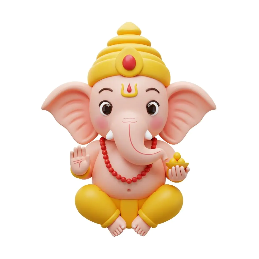 Cute Ganesha figurine with yellow crown and pants