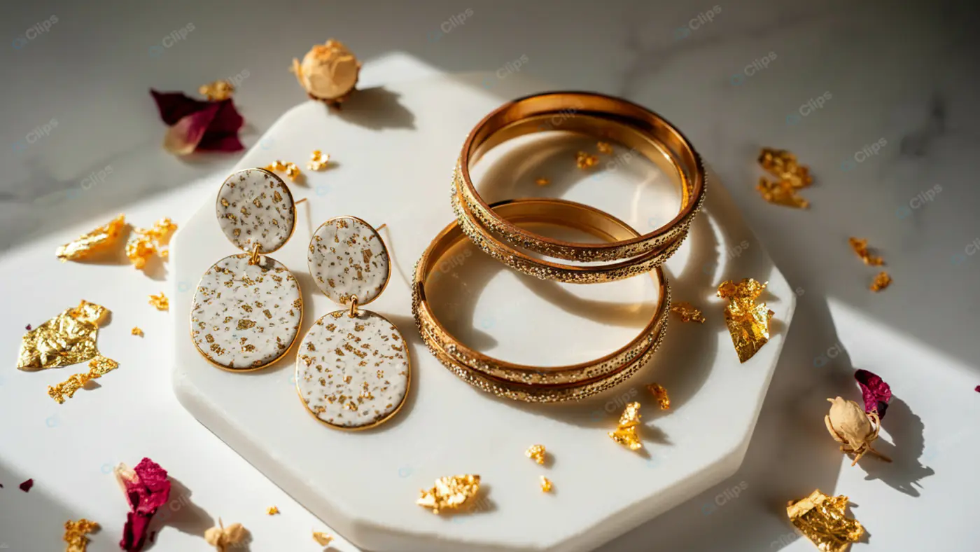 Elegant Gold Jewelry Flatlay