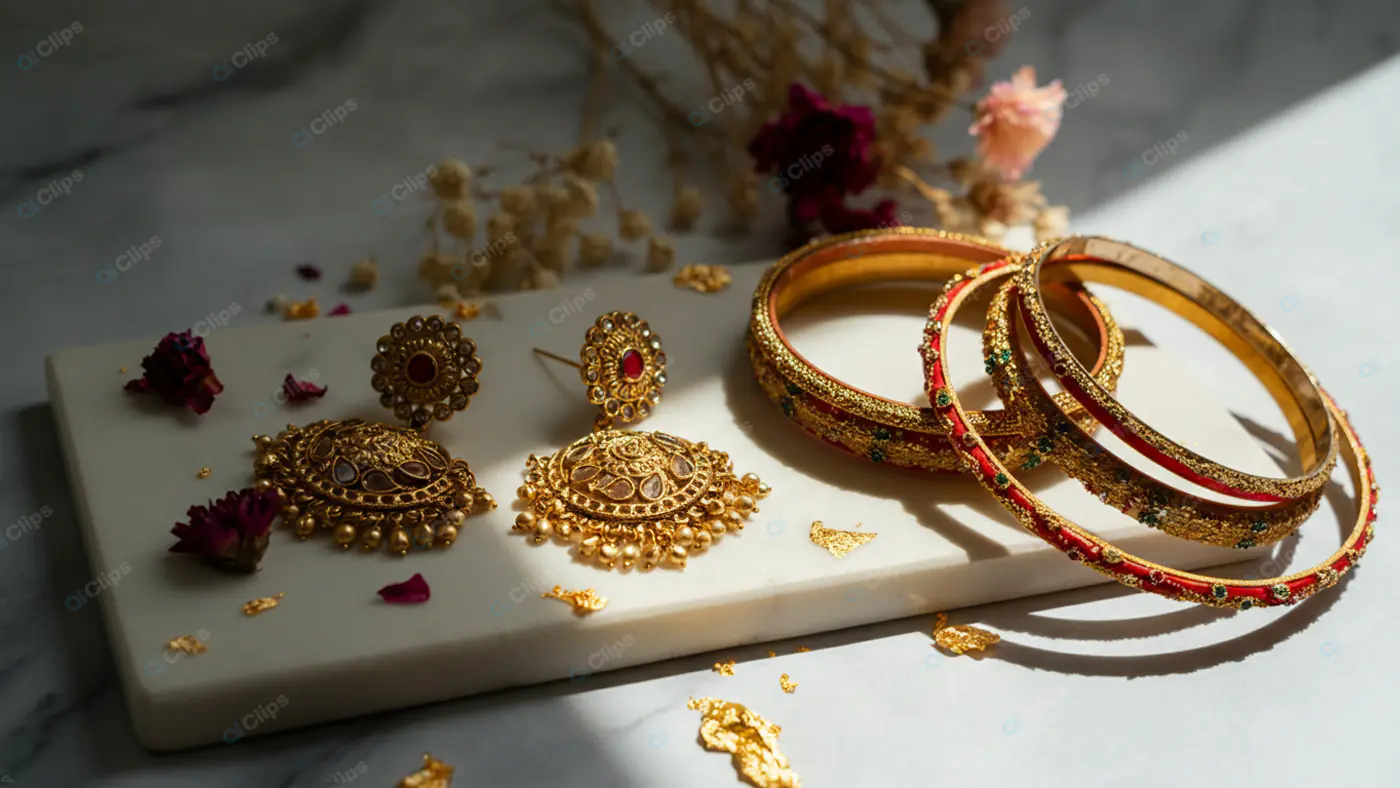 Sunlit Traditional Indian Jewelry Ensemble