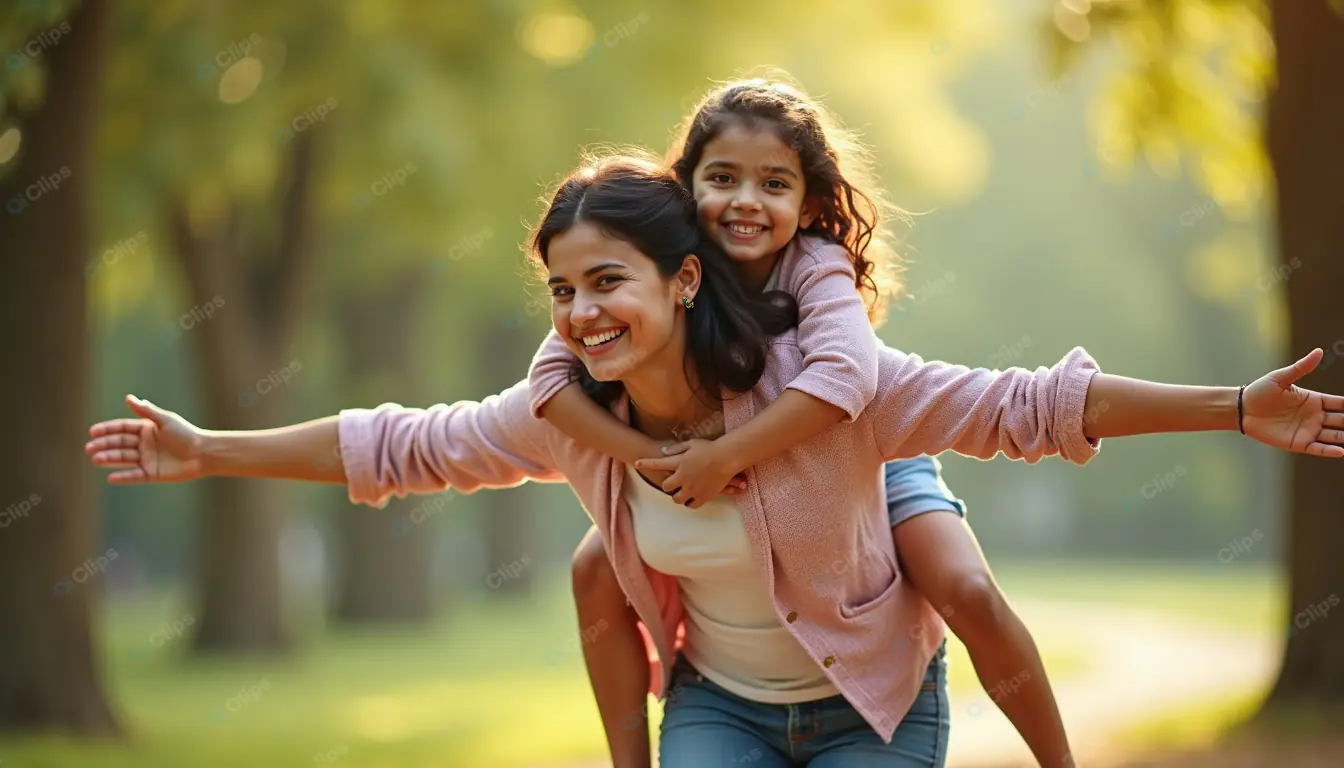 Joyful Mother-Daughter Outdoor Adventure