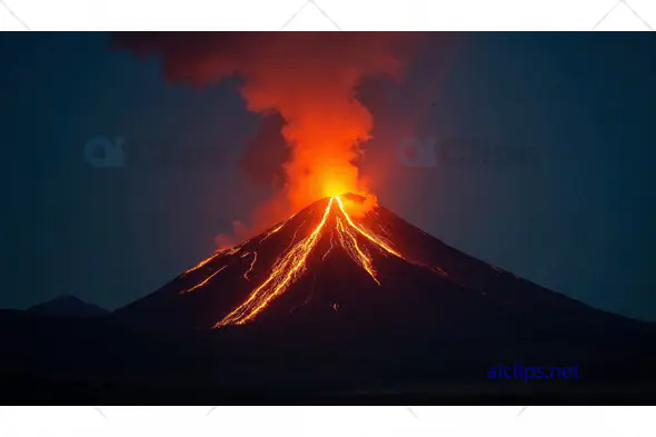 Volcanic Eruption at Night