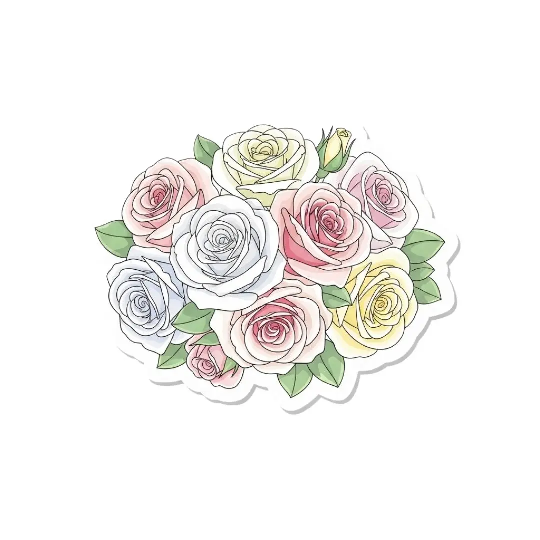 Hand-Drawn Pastel Rose Floral Bouquet Clipart PNG