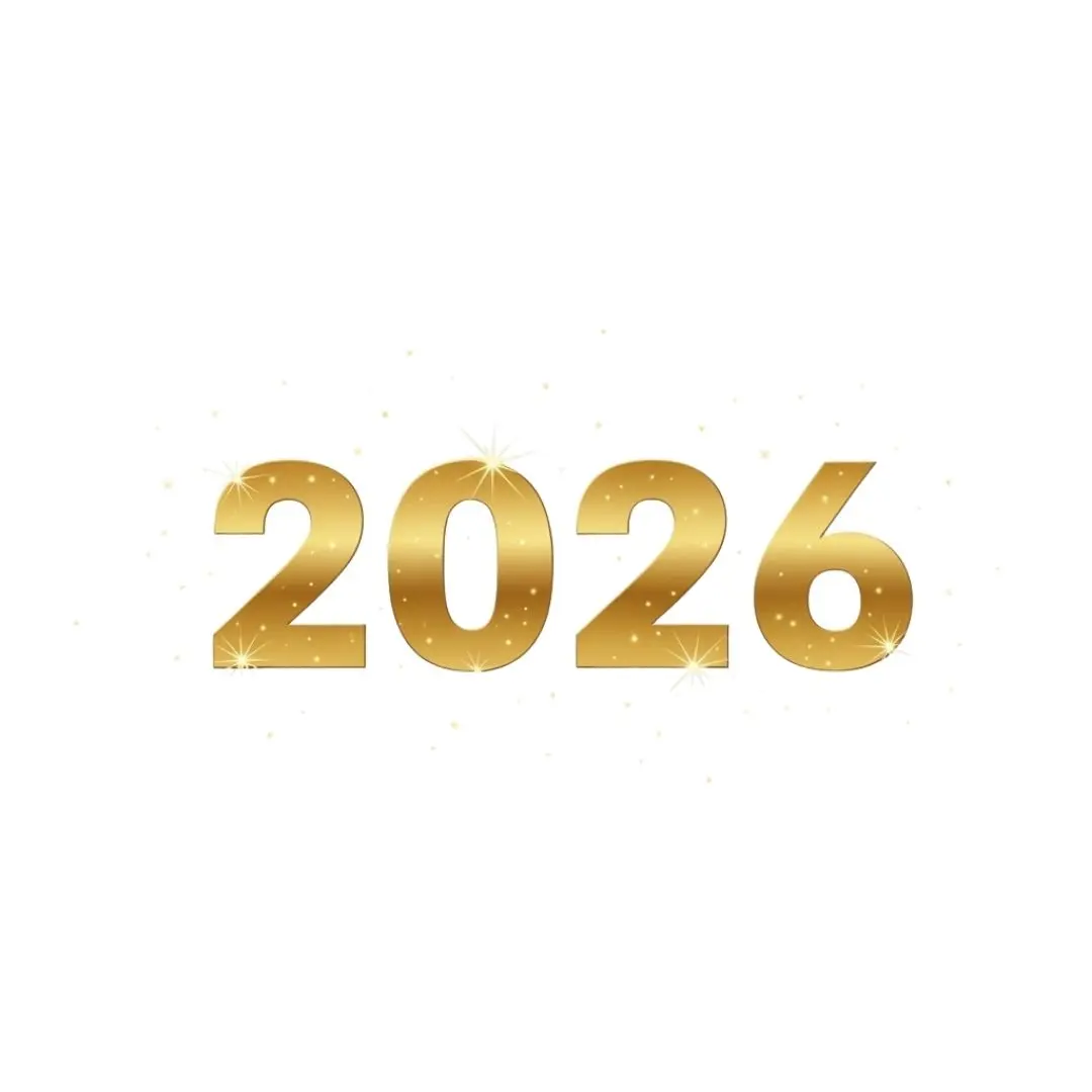 Sparkling Gold 2026 New Year Typography Clipart PNG