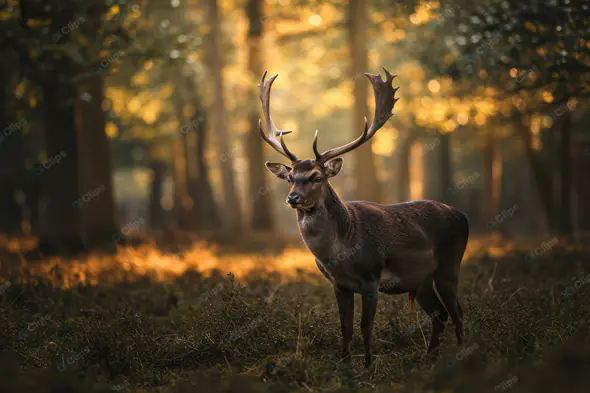 Majestic Stag in Golden Forest