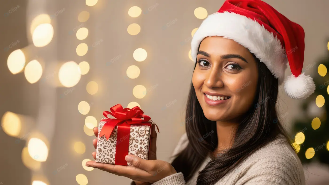 Radiant Woman Celebrating the Festive Season