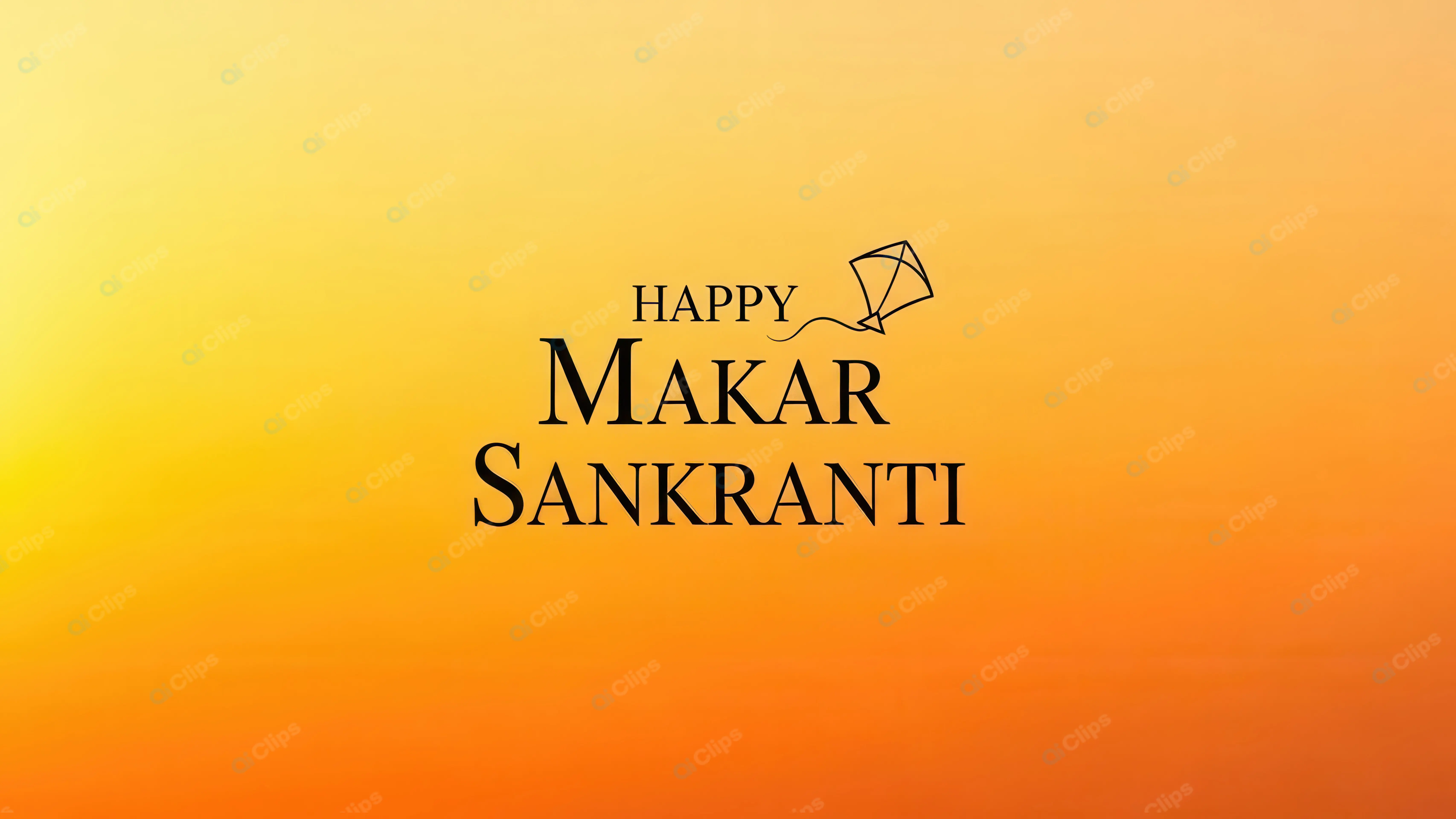 Makar Sankranti Greeting with Kite on Gradient Sky