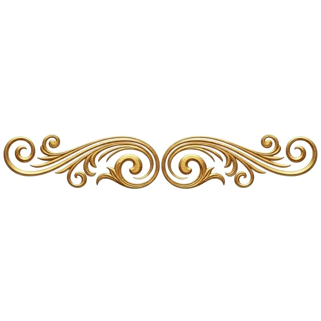 Elegant Gold Textured Baroque Divider Ornament Clipart PNG