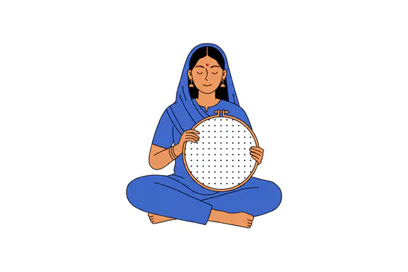 Indian Embroidery Artisan Vector