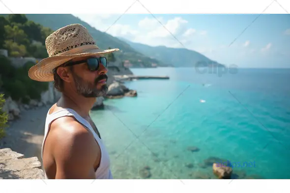 Man Enjoying Coastal Panorama