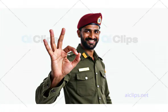 Indian Army Officer Giving Okay Sign