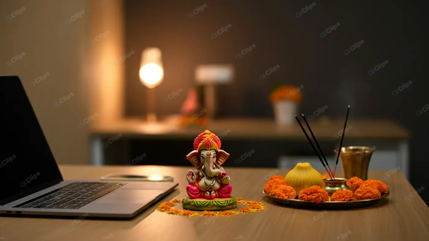Ganesha Figurine Home Office Setup