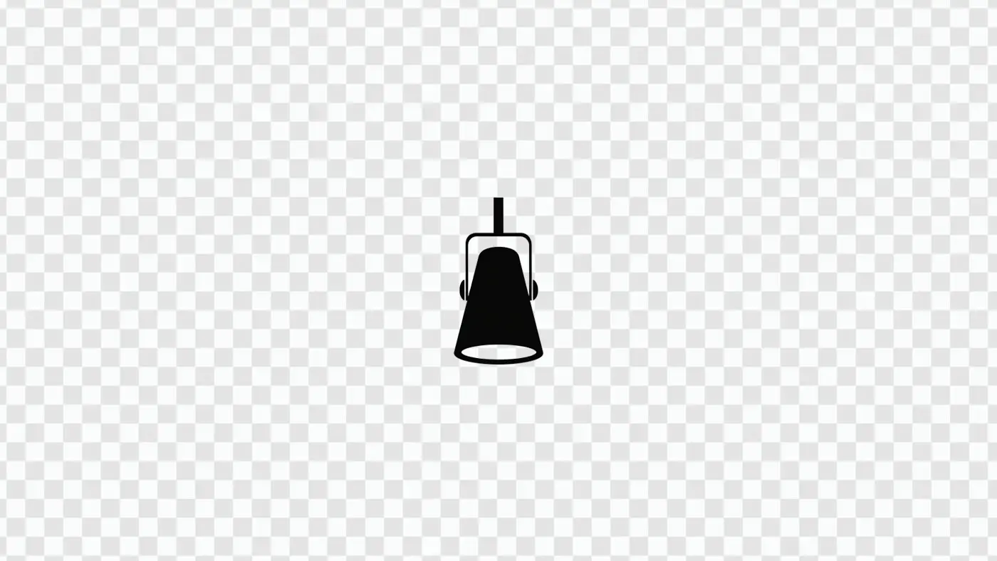 Minimalist Black Hanging Spotlight Icon PNG for Designs