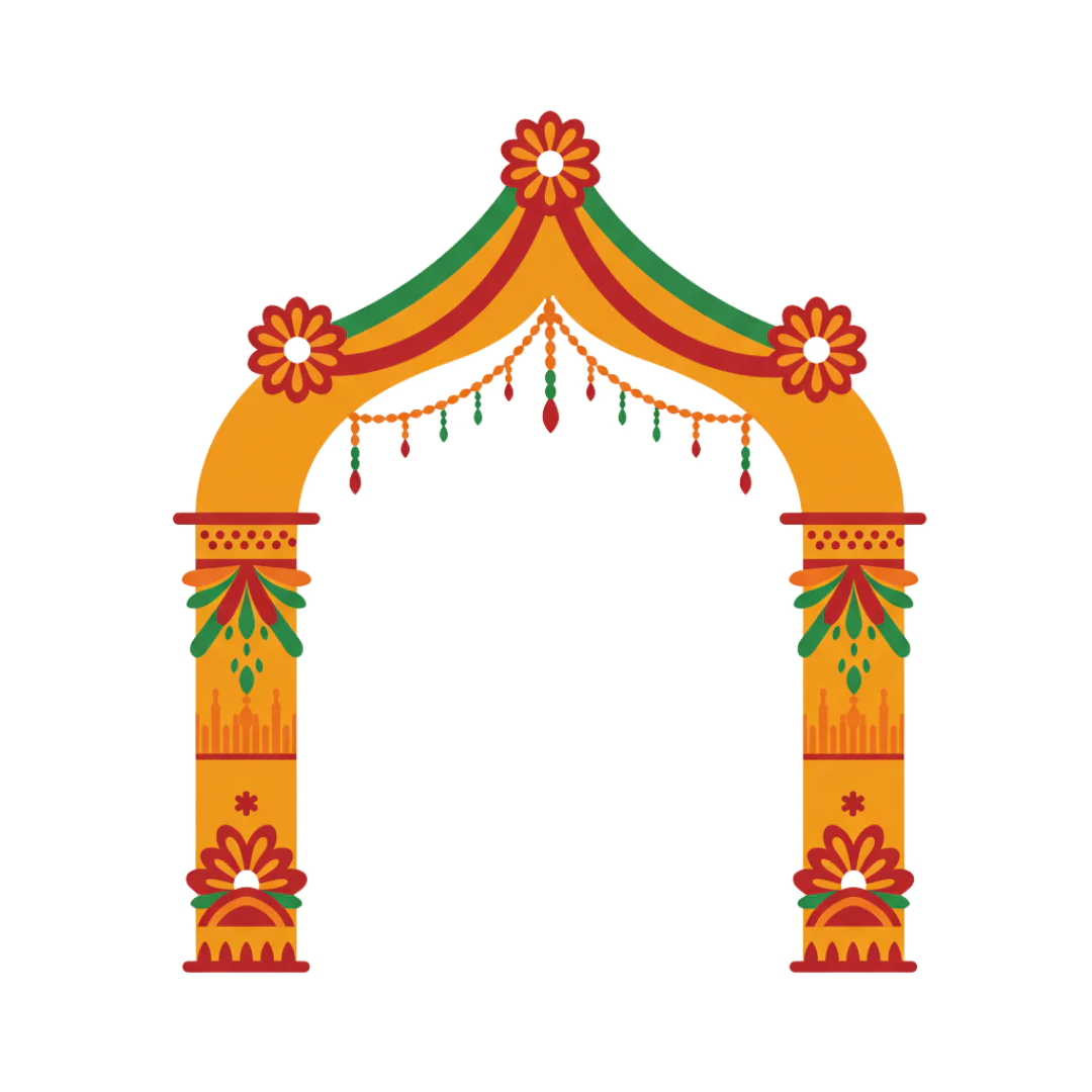 Vibrant Indian Wedding Arch Vector