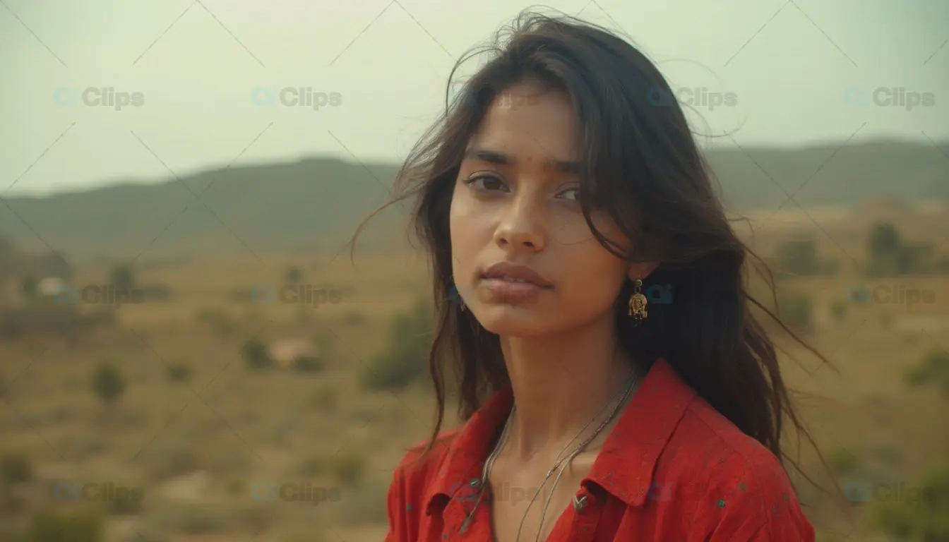 Young Woman in Rural Landscape