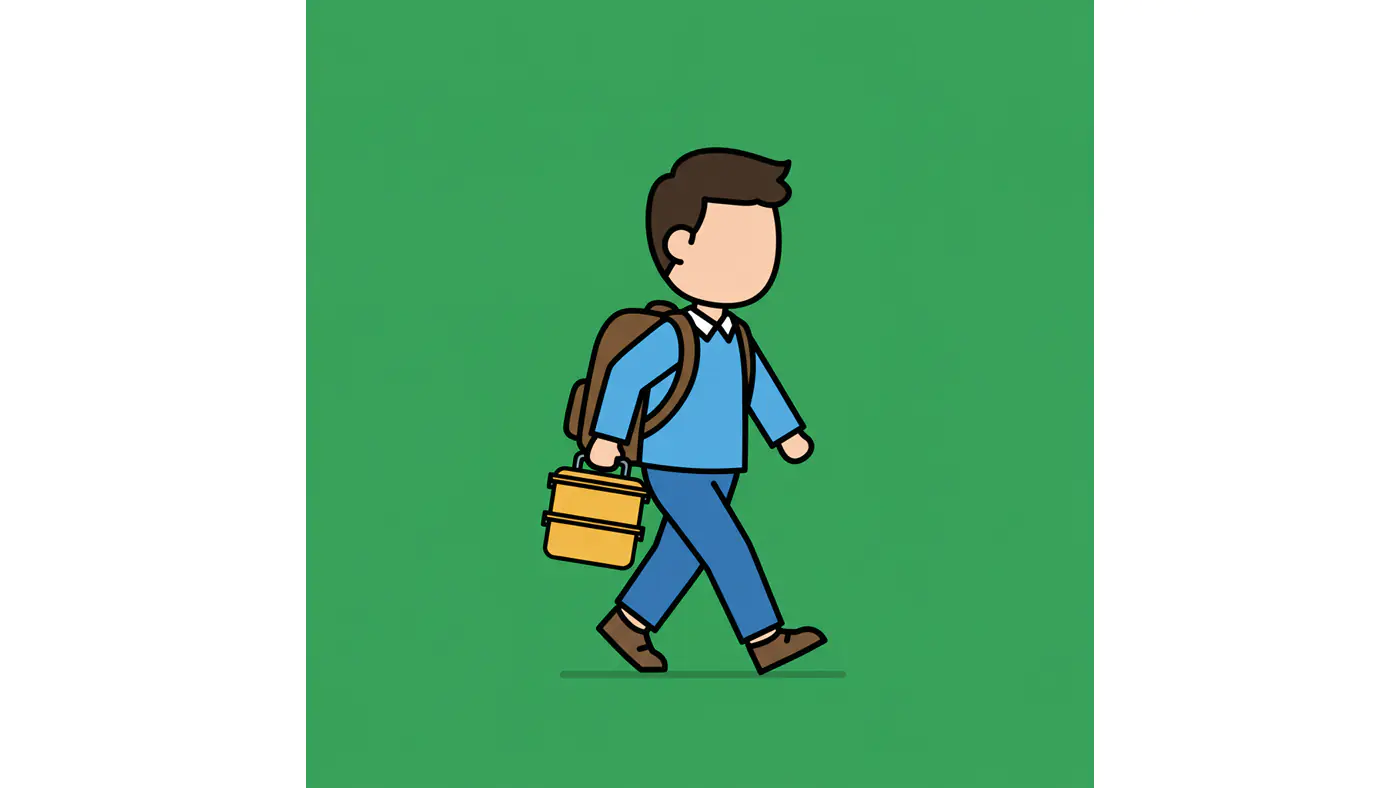 School-Bound Boy Vector Graphic