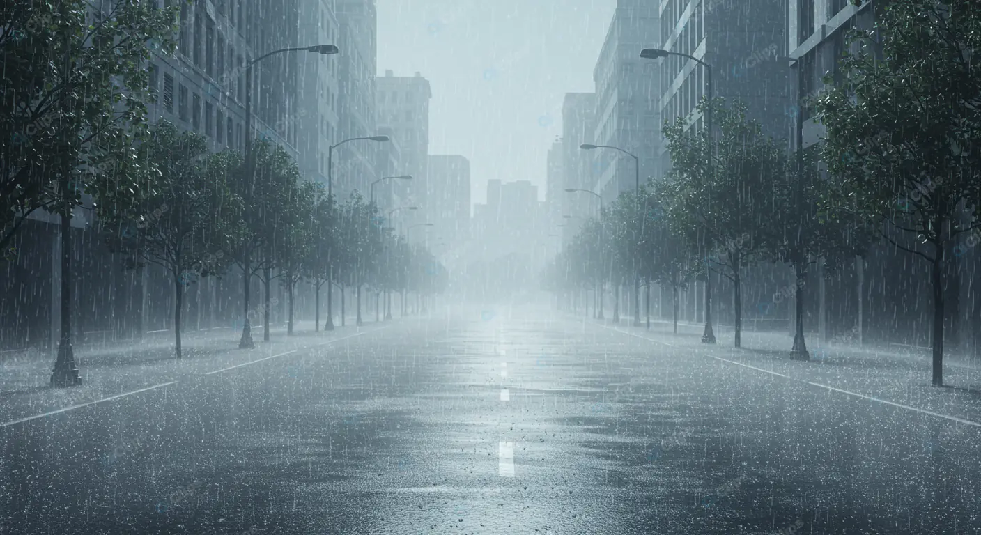 Urban Downpour Cityscape