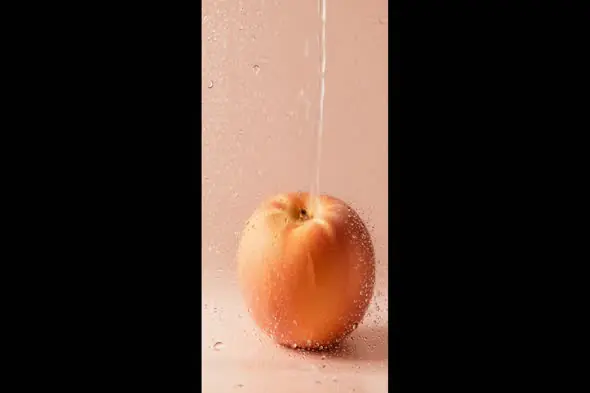 Refreshing Peach Under Water Stream