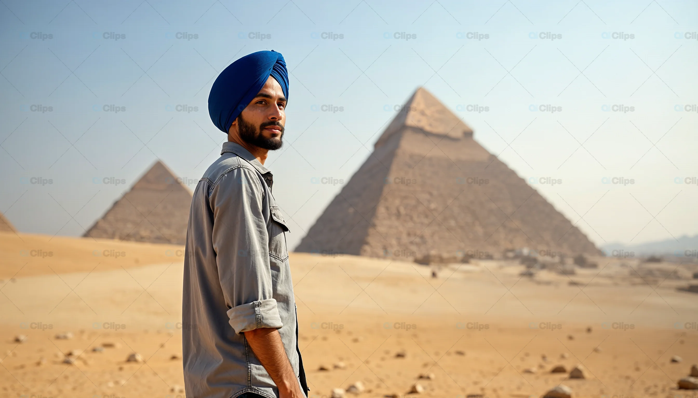 Man with Turban at Egyptian Pyramids